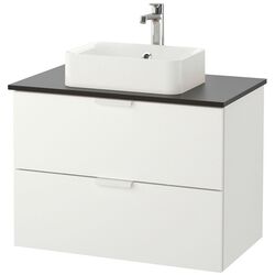 Набор тумбы с раковиной Ikea Godmorgon/Tolken/Horvik раковина 45x45/смеситель 82x49x72 (Белый/Антрацит)