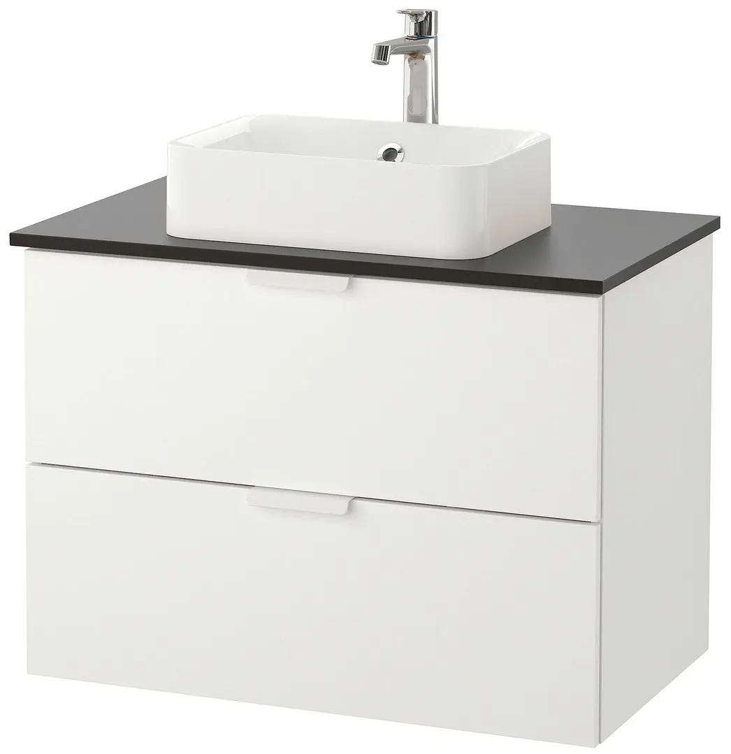 Набор тумбы с раковиной Ikea Godmorgon/Tolken/Horvik раковина 45x45/смеситель 82x49x72 (Белый/Антрацит)