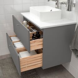 Набор тумбы с раковиной Ikea Godmorgon/Tolken/Horvik раковина 45x45/смеситель 82x49x72 (Гилбурен Темно-серый/Под Мрамор) Thumb