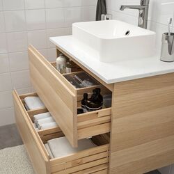 Набор тумбы с раковиной Ikea Godmorgon/Tolken/Horvik раковина 45x45/смеситель 82x49x72 (Под Беленый Дуб/Под Мрамор) Thumb