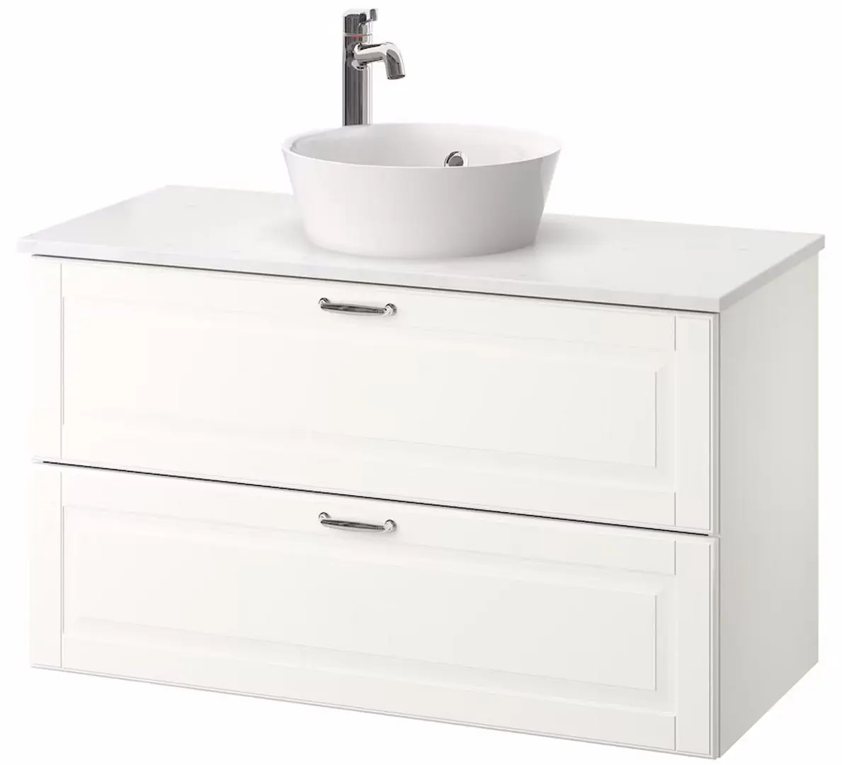 Набор тумбы с раковиной Ikea Godmorgon/Tolken/Kattevik раковина 40cm/смеситель 102x49x75 (Кашен Белый/Под Мрамор)