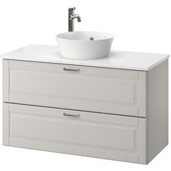 Набор тумбы с раковиной Ikea Godmorgon/Tolken/Kattevik раковина 40cm/смеситель 102x49x75 (Кашен Серый/Под Мрамор)