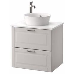 Набор тумбы с раковиной Ikea Godmorgon/Tolken/Kattevik раковина 40cm/смеситель 62x49x75 (Кашен Серый/Под Мрамор)