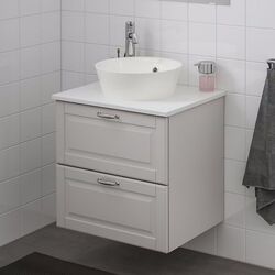 Набор тумбы с раковиной Ikea Godmorgon/Tolken/Kattevik раковина 40cm/смеситель 62x49x75 (Кашен Серый/Под Мрамор) Thumb