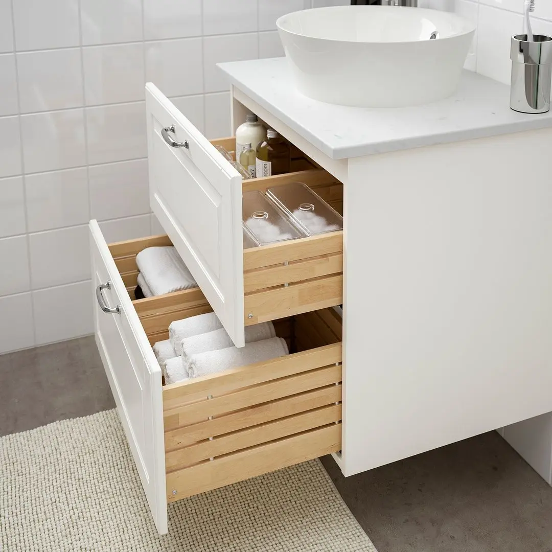 Набор тумбы с раковиной Ikea Godmorgon/Tolken/Kattevik раковина 40cm/смеситель 62x49x75 (Касжон Белый/Под Мрамор) - 4