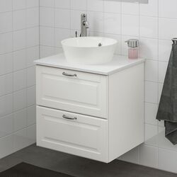 Набор тумбы с раковиной Ikea Godmorgon/Tolken/Kattevik раковина 40cm/смеситель 62x49x75 (Касжон Белый/Под Мрамор) Thumb