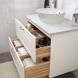 Набор тумбы с раковиной Ikea Godmorgon/Tolken/Kattevik раковина 40cm/смеситель 82x49x75 (Кашен Белый/Под Мрамор) Thumb