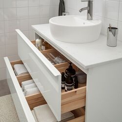 Набор тумбы с раковиной Ikea Godmorgon/Tolken/Tornviken раковина 45/смеситель 102x49x74 (Lucios Alb/Aspect Marmură) Thumb