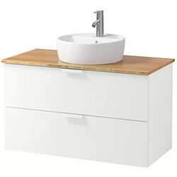 Набор тумбы с раковиной Ikea Godmorgon/Tolken/Tornviken раковина 45cm/смеситель 102x49x74 (Белый/Бамбук)