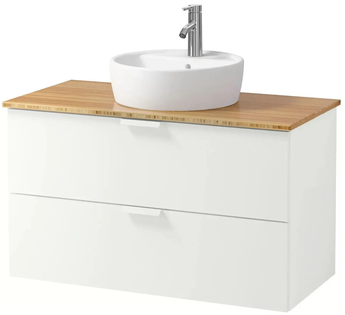 Набор тумбы с раковиной Ikea Godmorgon/Tolken/Tornviken раковина 45cm/смеситель 102x49x74 (Белый/Бамбук)