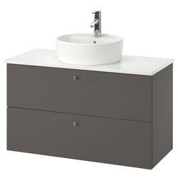 Набор тумбы с раковиной Ikea Godmorgon/Tolken/Tornviken раковина 45cm/смеситель 102x49x74 (Гилбурен Темно-серый/Под Мрамор)