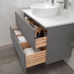 Набор тумбы с раковиной Ikea Godmorgon/Tolken/Tornviken раковина 45cm/смеситель 102x49x74 (Гилбурен Темно-серый/Под Мрамор) Thumb