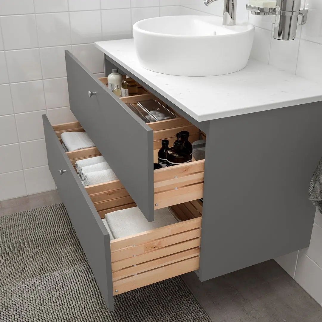 Набор тумбы с раковиной Ikea Godmorgon/Tolken/Tornviken раковина 45cm/смеситель 102x49x74 (Гилбурен Темно-серый/Под Мрамор) - 4