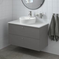Набор тумбы с раковиной Ikea Godmorgon/Tolken/Tornviken раковина 45cm/смеситель 102x49x74 (Гилбурен Темно-серый/Под Мрамор) Thumb