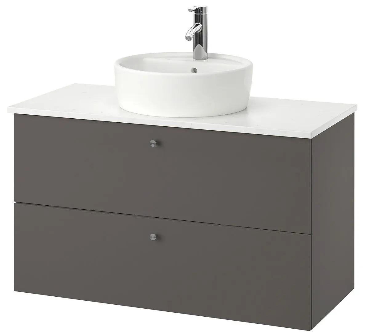 Набор тумбы с раковиной Ikea Godmorgon/Tolken/Tornviken раковина 45cm/смеситель 102x49x74 (Гилбурен Темно-серый/Под Мрамор)