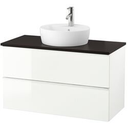 Набор тумбы с раковиной Ikea Godmorgon/Tolken/Tornviken раковина 45cm/смеситель 102x49x74 (Глянцевый Белый/Антрацит)