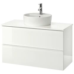 Набор тумбы с раковиной Ikea Godmorgon/Tolken/Tornviken раковина 45cm/смеситель 102x49x74 (Глянцевый Белый/Белый)