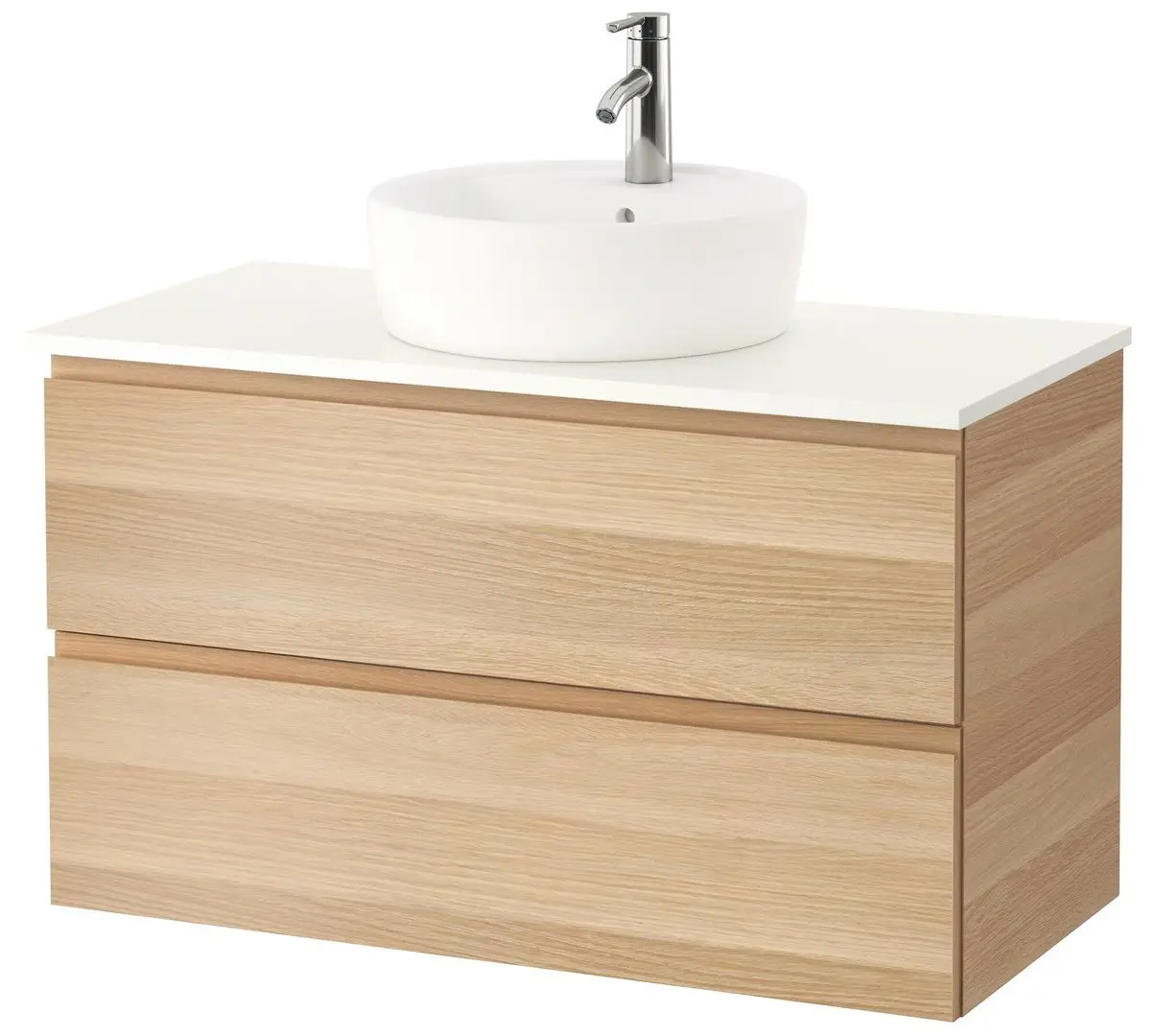 Набор тумбы с раковиной Ikea Godmorgon/Tolken/Tornviken раковина 45cm/смеситель 102x49x74 (Под Беленый Дуб/Белый)