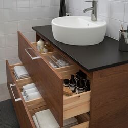 Набор тумбы с раковиной Ikea Godmorgon/Tolken/Tornviken раковина 45cm/смеситель 102x49x74 (Под Коричневый Мореный Ясень/Антрацит) Thumb