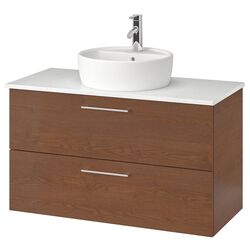 Набор тумбы с раковиной Ikea Godmorgon/Tolken/Tornviken раковина 45cm/смеситель 102x49x74 (Под Коричневый Мореный Ясень/Под Мрамор)