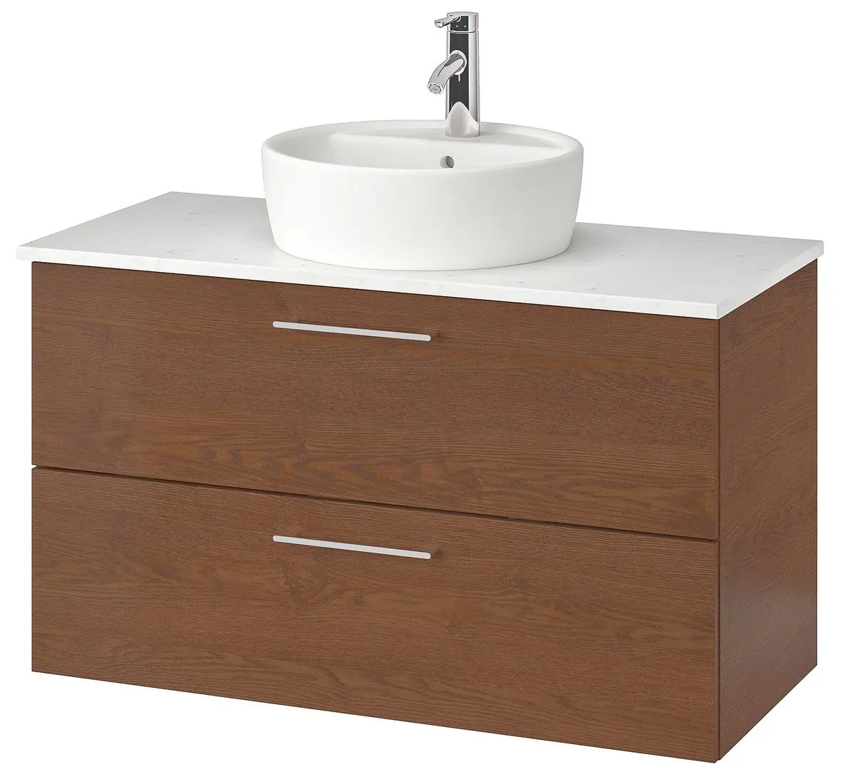 Набор тумбы с раковиной Ikea Godmorgon/Tolken/Tornviken раковина 45cm/смеситель 102x49x74 (Под Коричневый Мореный Ясень/Под Мрамор)
