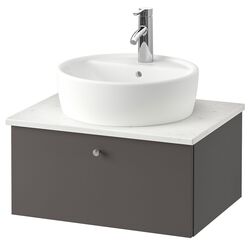 Набор тумбы с раковиной Ikea Godmorgon/Tolken/Tornviken раковина 45cm/смеситель 62x49x45 (Гилбурен Темно-серый /Под Мрамор)