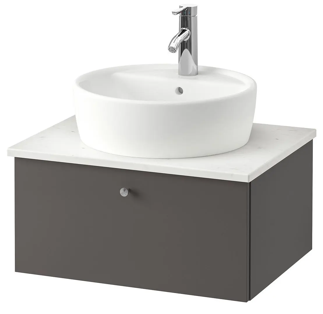 Набор тумбы с раковиной Ikea Godmorgon/Tolken/Tornviken раковина 45cm/смеситель 62x49x45 (Гилбурен Темно-серый /Под Мрамор)