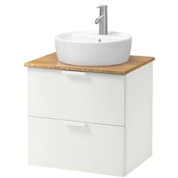 Набор тумбы с раковиной Ikea Godmorgon/Tolken/Tornviken раковина 45cm/смеситель 62x49x74 (Белый/Бамбук)