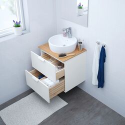 Набор тумбы с раковиной Ikea Godmorgon/Tolken/Tornviken раковина 45cm/смеситель 62x49x74 (Белый/Бамбук) Thumb