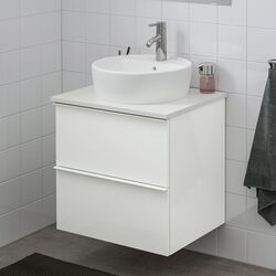 Набор тумбы с раковиной Ikea Godmorgon/Tolken/Tornviken раковина 45cm/смеситель 62x49x74 (Глянцевый Белый/Белый) Thumb
