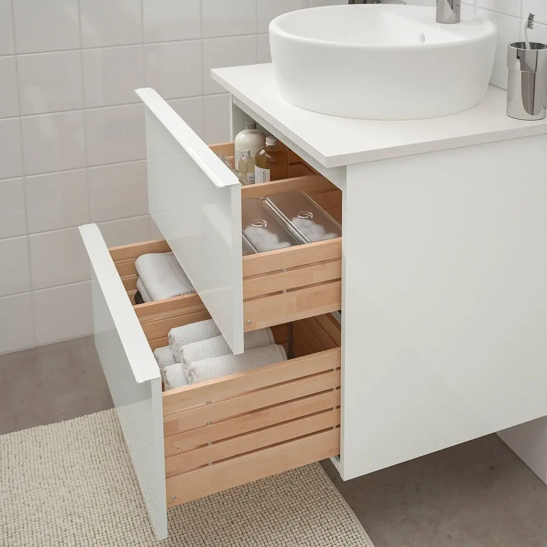 Набор тумбы с раковиной Ikea Godmorgon/Tolken/Tornviken раковина 45cm/смеситель 62x49x74 (Глянцевый Белый/Белый) - 3