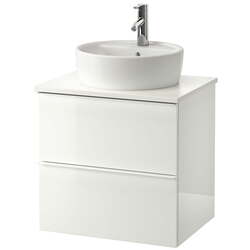 Набор тумбы с раковиной Ikea Godmorgon/Tolken/Tornviken раковина 45cm/смеситель 62x49x74 (Глянцевый Белый/Белый)
