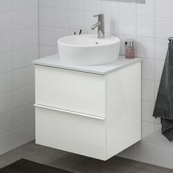 Набор тумбы с раковиной Ikea Godmorgon/Tolken/Tornviken раковина 45cm/смеситель 62x49x74 (Глянцевый Белый/Под Мрамор) Thumb