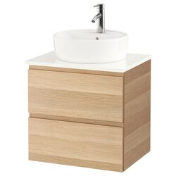 Набор тумбы с раковиной Ikea Godmorgon/Tolken/Tornviken раковина 45cm/смеситель 62x49x74 (Под Беленый Дуб/Белый)