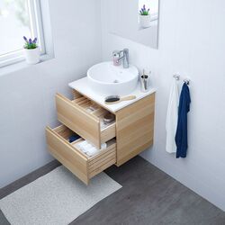 Набор тумбы с раковиной Ikea Godmorgon/Tolken/Tornviken раковина 45cm/смеситель 62x49x74 (Под Беленый Дуб/Белый) Thumb