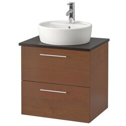 Набор тумбы с раковиной Ikea Godmorgon/Tolken/Tornviken раковина 45cm/смеситель 62x49x74 (Под Коричневый Мореный Ясень/Антрацит)