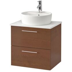 Набор тумбы с раковиной Ikea Godmorgon/Tolken/Tornviken раковина 45cm/смеситель 62x49x74 (Под Коричневый Мореный Ясень/Под Мрамор)