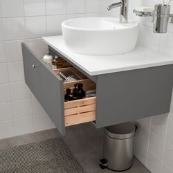 Набор тумбы с раковиной Ikea Godmorgon/Tolken/Tornviken раковина 45cm/смеситель 82x49x45 (Гилбурен Темно-серый/Под Мрамор) Thumb