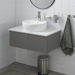 Набор тумбы с раковиной Ikea Godmorgon/Tolken/Tornviken раковина 45cm/смеситель 82x49x45 (Гилбурен Темно-серый/Под Мрамор) Thumb