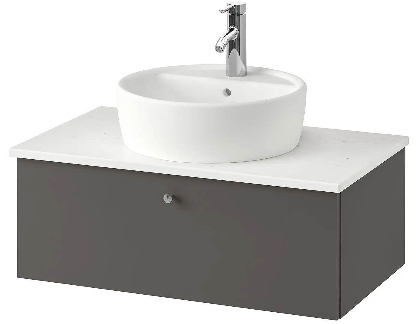Набор тумбы с раковиной Ikea Godmorgon/Tolken/Tornviken раковина 45cm/смеситель 82x49x45 (Гилбурен Темно-серый/Под Мрамор)