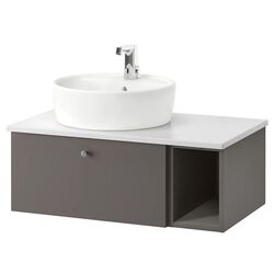 Набор тумбы с раковиной Ikea Godmorgon/Tolken/Tornviken раковина 45cm/смеситель 82x49x45 (Гиллбурен Темно-серый/Под Мрамор)