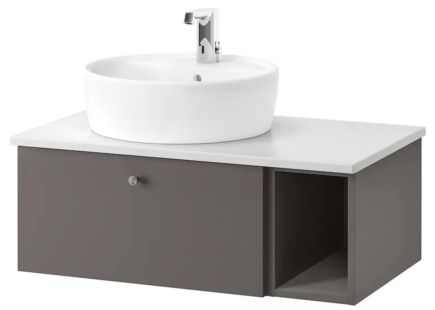 Набор тумбы с раковиной Ikea Godmorgon/Tolken/Tornviken раковина 45cm/смеситель 82x49x45 (Гиллбурен Темно-серый/Под Мрамор)