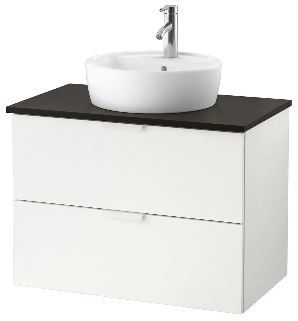 Набор тумбы с раковиной Ikea Godmorgon/Tolken/Tornviken раковина 45cm/смеситель 82x49x74 (Белый/Антрацит)