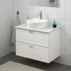 Набор тумбы с раковиной Ikea Godmorgon/Tolken/Tornviken раковина 45cm/смеситель 82x49x74 (Кащен Белый/Имитация Мрамора) Thumb