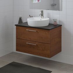 Набор тумбы с раковиной Ikea Godmorgon/Tolken/Tornviken раковина 45cm/смеситель 82x49x74 (Под Коричневый Мореный Ясень/Антрацит) Thumb