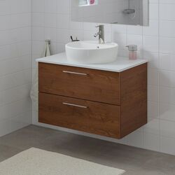 Набор тумбы с раковиной Ikea Godmorgon/Tolken/Tornviken раковина 45cm/смеситель 82x49x74 (Под Коричневый Мореный Ясень/Под Мрамор) Thumb