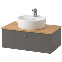 Набор тумбы с раковиной Ikea Godmorgon/Tolken/Tornviken раковина 45cm/смеситель 82x49x74 (Темно-серый/Бамбук)