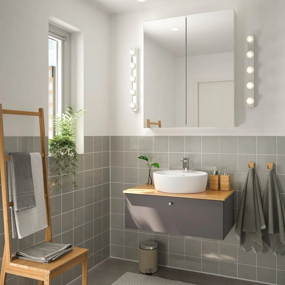 Набор тумбы с раковиной Ikea Godmorgon/Tolken/Tornviken раковина 45cm/смеситель 82x49x74 (Темно-серый/Бамбук) - 6