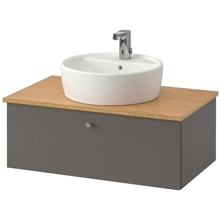 Set dulap cu lavoar Ikea Godmorgon/Tolken/Tornviken lavoar 45cm/baterie  82x49x74 (Gri Inchis/Bambus) cumpr n Chiinu, Moldova | SMADSHOP.MD