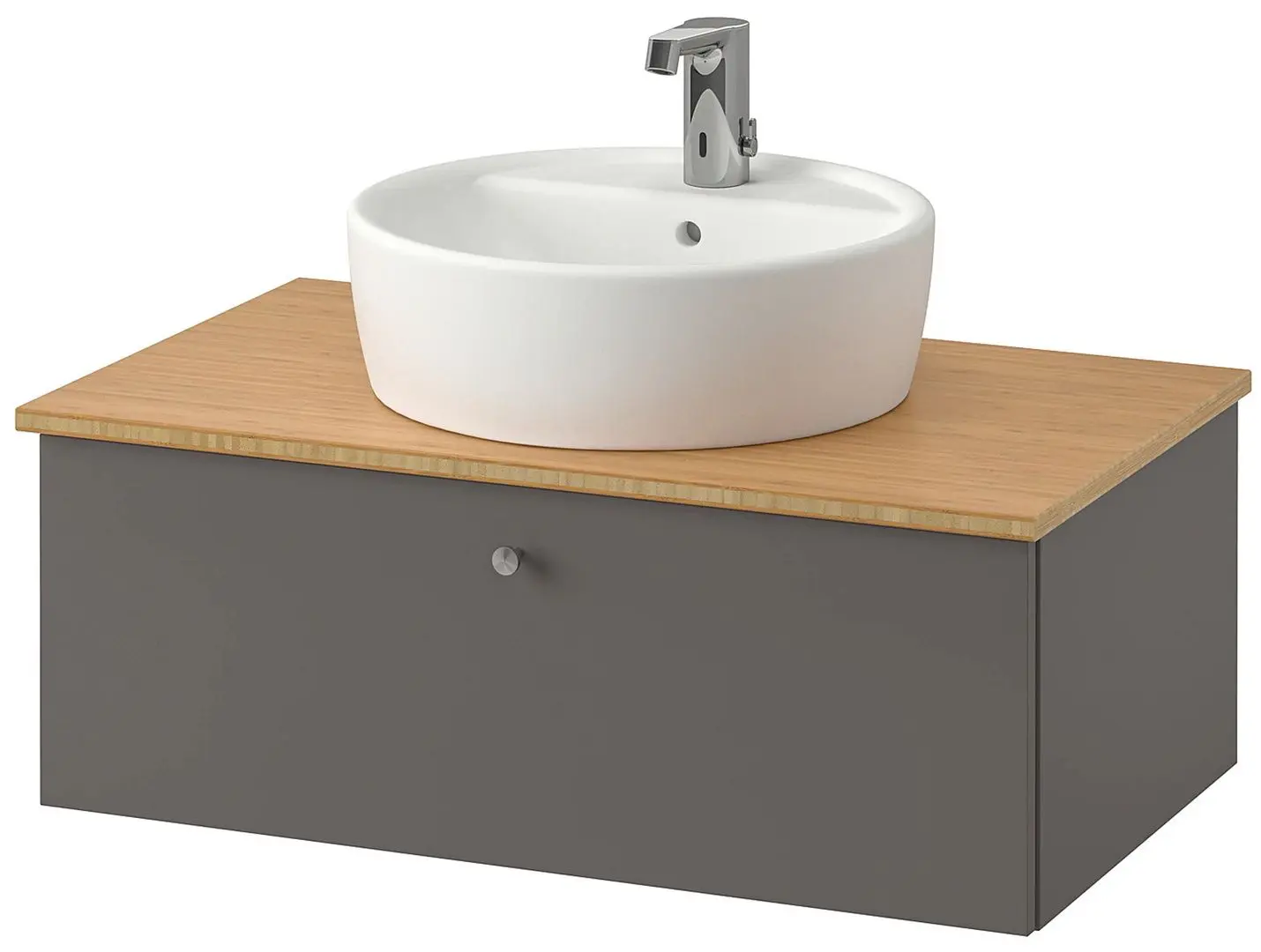 Набор тумбы с раковиной Ikea Godmorgon/Tolken/Tornviken раковина 45cm/смеситель 82x49x74 (Темно-серый/Бамбук)
